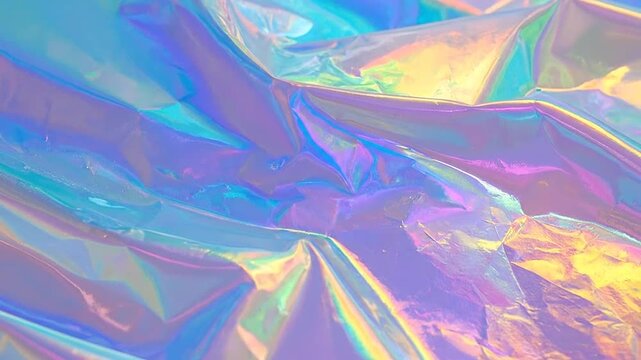 Abstract holographic foil texture with vibrant iridescent colors