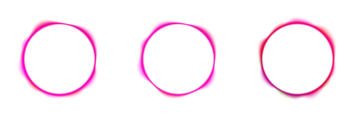 Vivid ruby neon ring template with soft internal wave cadence and striking scarlet borders. Luminous round banner for digital marketing promotion or club techno music album cover Vector. © Felicety