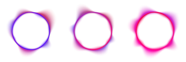 Polished liquid carmine circle with radiant cyber neon hues, fluid mercury blobs and glossy reflections. Balanced round shape for sci-fi user experience display design template Vector. © Felicety
