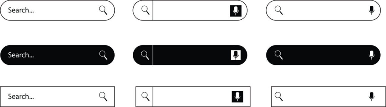 Google search bar. Internet online browser page Vector set. Vector set computer illustration searched navigator. Search bar vector icons in flat design. Vector illustration