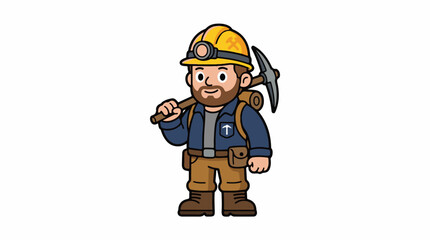 Fototapeta premium A cartoon miner with a pickaxe