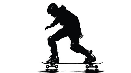 Obraz premium Skateboarder glides across a smooth surface in this detailed silhouette illustration that captures the essence of street sports and recreational excitement.