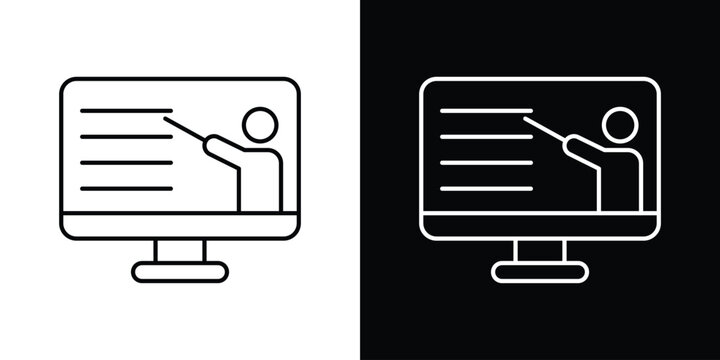 Online course icon in line. Editable stroke. Vector illustration.