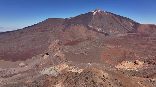 Aerial View of Mount Teide and Roques de Garcia in Teide National Park, Tenerife, Canary Islands