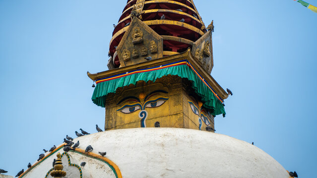 Kaathe Swayambhu Shree Gha Chaitya in Kathmandu Nepal, Mini Replica of Swayambhunath Stupa