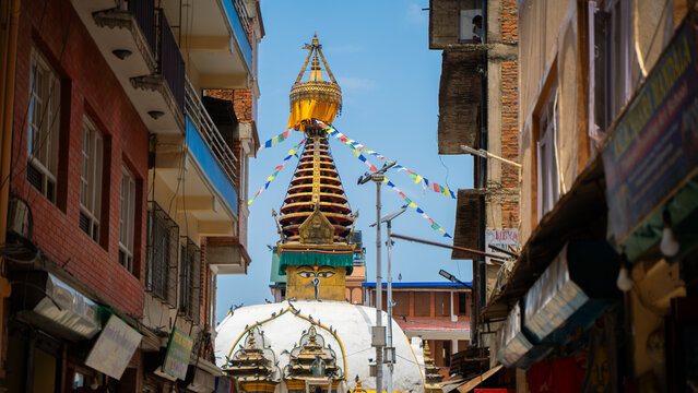 Kaathe Swayambhu Shree Gha Chaitya in Kathmandu Nepal, Mini Replica of Swayambhunath Stupa