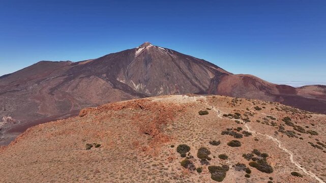 Aerial View of Mount Teide Rising Above Guajara Mountain in Teide National Park, Tenerife, Canary Islands