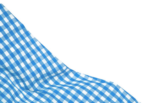 Wrinkled blue gingham fabric