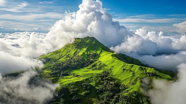 Tranquil scene of greenery and sky harmonizing together.