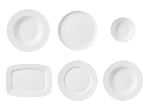 Collection of various elegant white ceramic plates and bowls, perfect for dining settings.