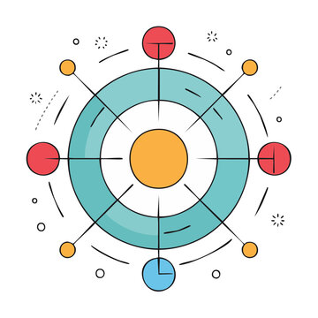 Flat vector illustration of atomic structure