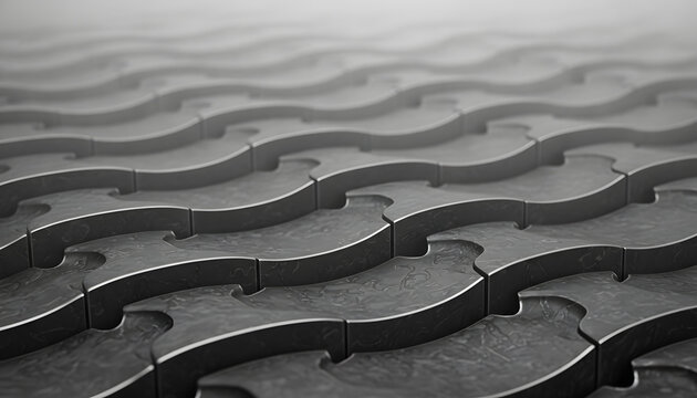 Abstract high-performance background of forged carbon composite piston crowns arranged in a sophisticated undulating wave pattern texture.