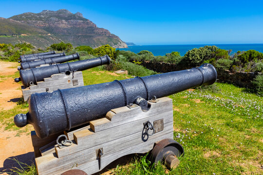 Cannon Artillery fortification on the mountain slopes of Cape Town, South Africa