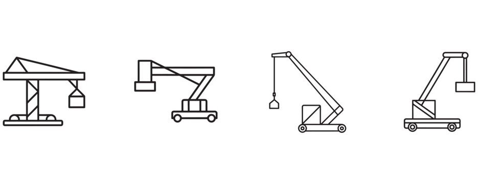 cranes used in construction and industry for lifting heavy loads and materials with various designs and functionalities