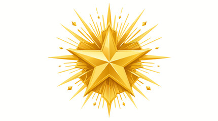 Fototapeta premium Shining golden star burst award symbol as a high-quality flat vector illustration, representing excellence, success, achievement, and premium status on a clean light background for honors and awards.