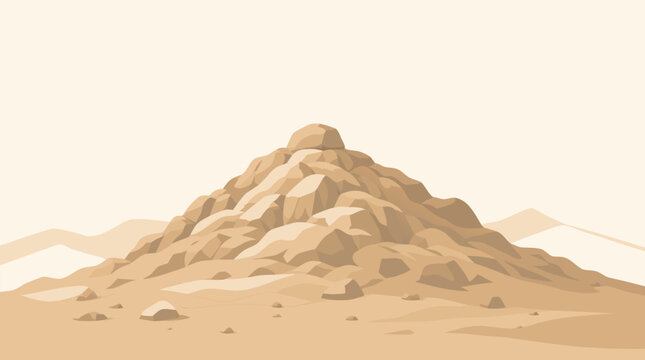 Generic desert mountain peak representing Mount Arafat for Arafat Day and Hajj pilgrimage. Flat vector illustration of a sacred Islamic landmark in a dry landscape under a clear bright sky.