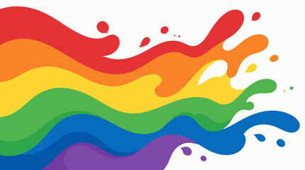 Fototapeta premium Dynamic flowing liquid abstract background featuring vibrant pride flag rainbow colors in a modern flat vector illustration style, symbolizing diversity, inclusion, and LGBTQ+ community.