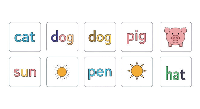 Basic phonics flashcards for early reading skills