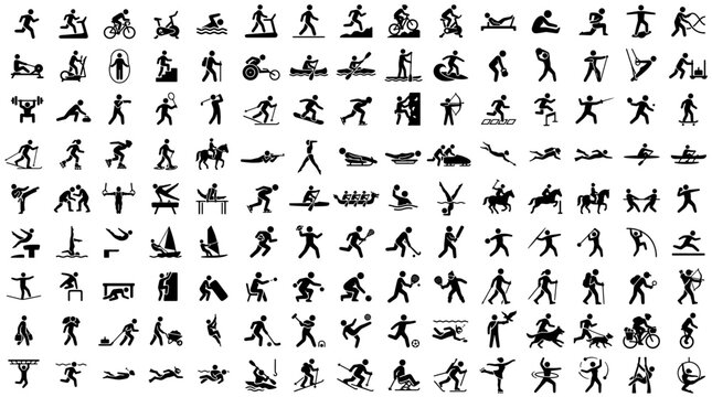 135 Sports and Fitness Activity Icons Set for Smartwatch Smartband UI Design