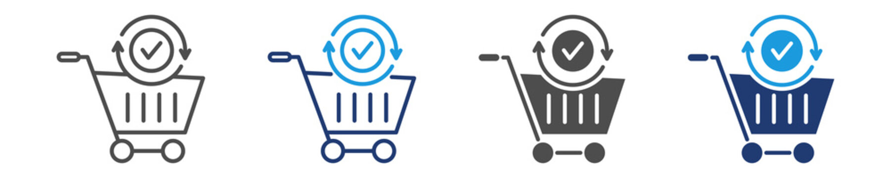 checkout process icon set multiple style