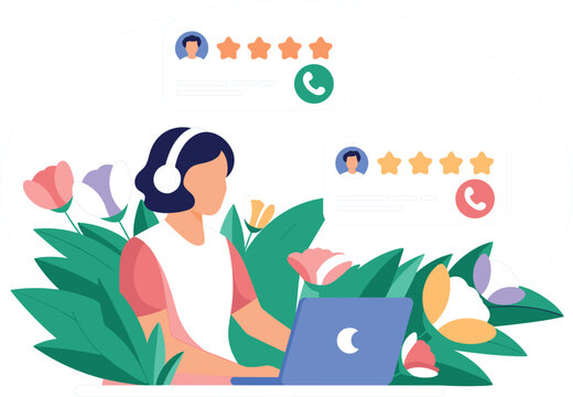 Customer support concept with online assistance feedback ratings and remote communication