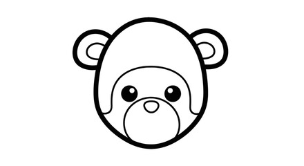 Minimalist outline of a cute monkey face for kids coloring activity © asep