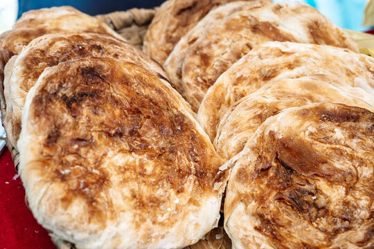 Freshly baked traditional flatbreads