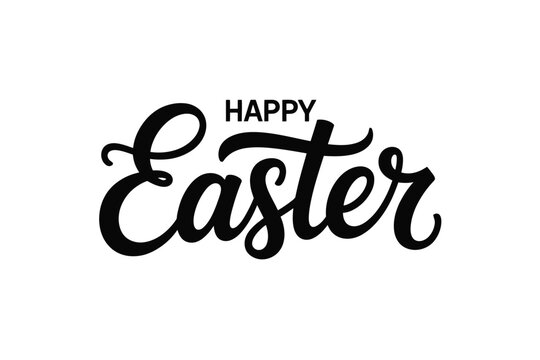Happy easter typography calligraphy greeting card text design with typography
