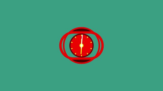 Red Analog Clock Loading Animation on Black Background