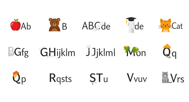 Alphabet educational chart with animals and objects