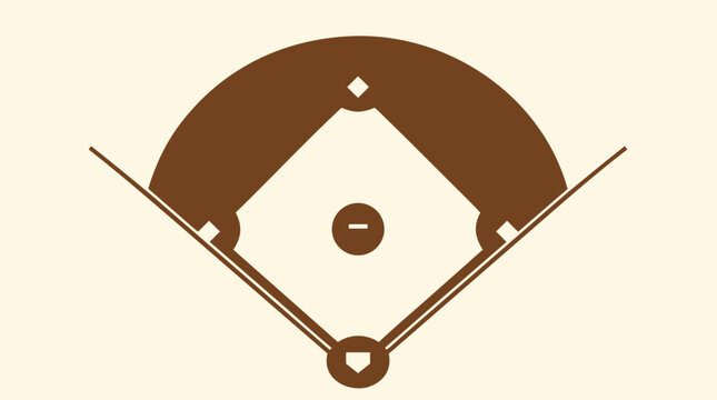 Flat vector illustration of a minimal baseball diamond field viewed from above on a light background, perfect for baseball sports and game concepts