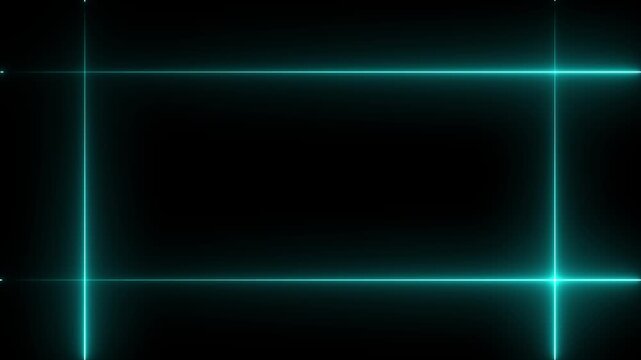 Neon line glowing rectangle frame on black background. Glowing cyne neon frame background animation rectangle shape. Motion graphics of neon rectangle frame concept. 4k video