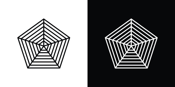 Chart-radar icon. linear symbols in black and white