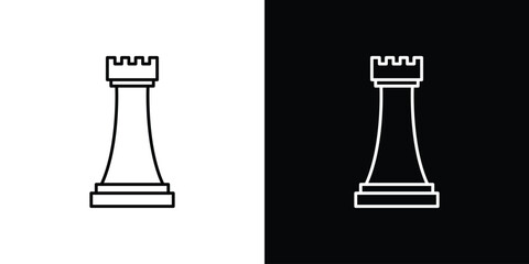 Chess rook icon. linear symbols in black and white © jota