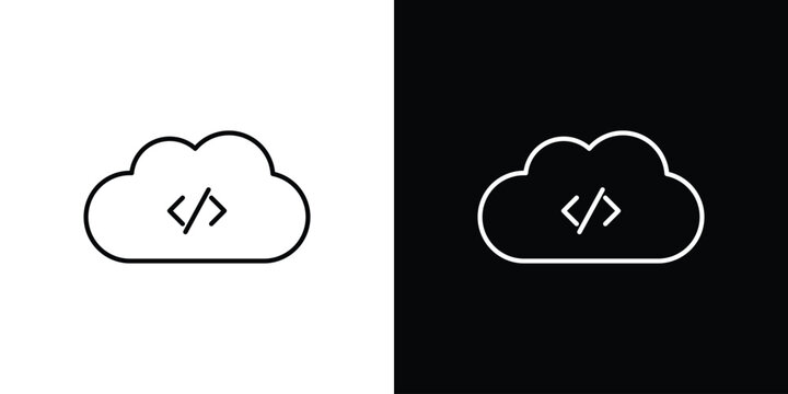 Cloud code icon. linear symbols in black and white
