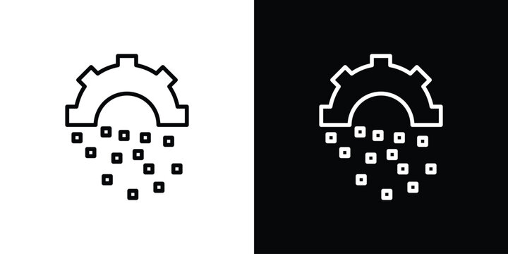 Digital transformation icon. linear symbols in black and white