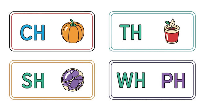 Phonics digraph flashcards for early literacy and reading skills