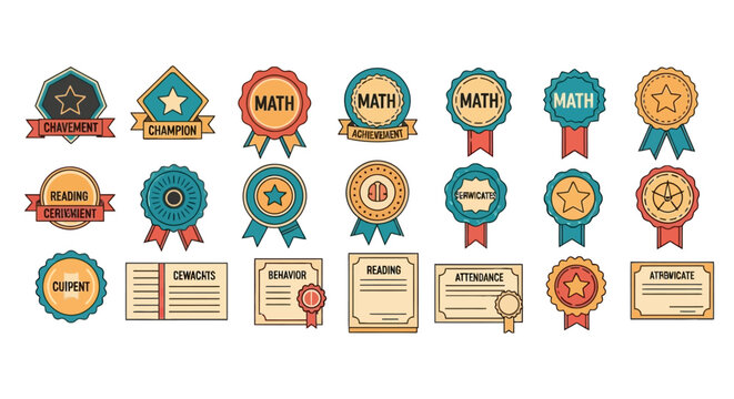 Academic reward badges and school achievement certificates