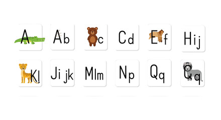 Alphabet cards with cute animals for children education © riko