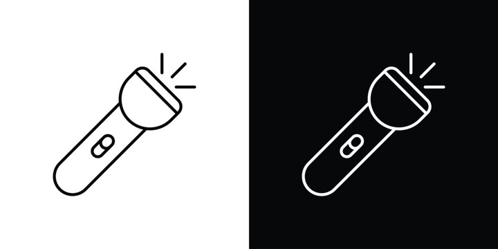 Flashlight icon. linear symbols in black and white
