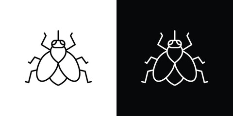 Fly insect icon. linear symbols in black and white © jota
