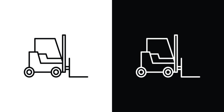 Forklift icon. linear symbols in black and white