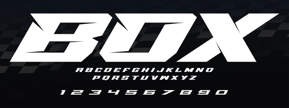 Box Garage Racing Font &mdash; Industrial Pit Crew Typography Lettering, Bold Mechanic Display Alphabet