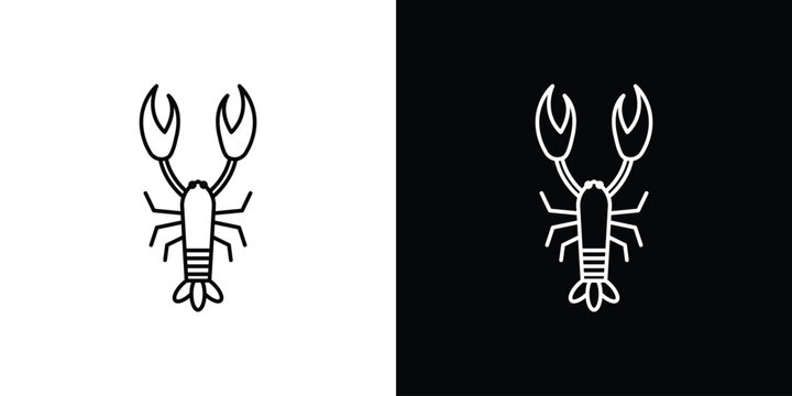 Lobster icon. linear symbols in black and white