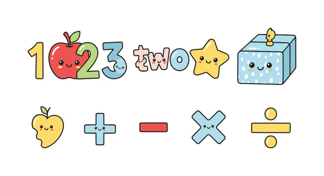 Educational math symbols and numbers for young learners