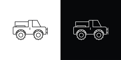 Monster truck icon. linear symbols in black and white © jota