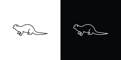 Otter icon. linear symbols in black and white © jota