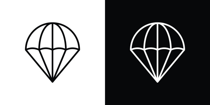 Parachute icon. linear symbols in black and white