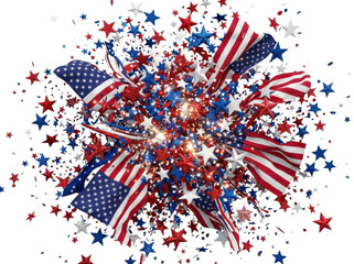 Obraz premium American flag illustration with bursting stars and festive confetti celebration