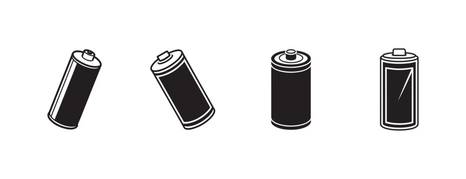 batteries in different positions and states  batteries are shown on white background